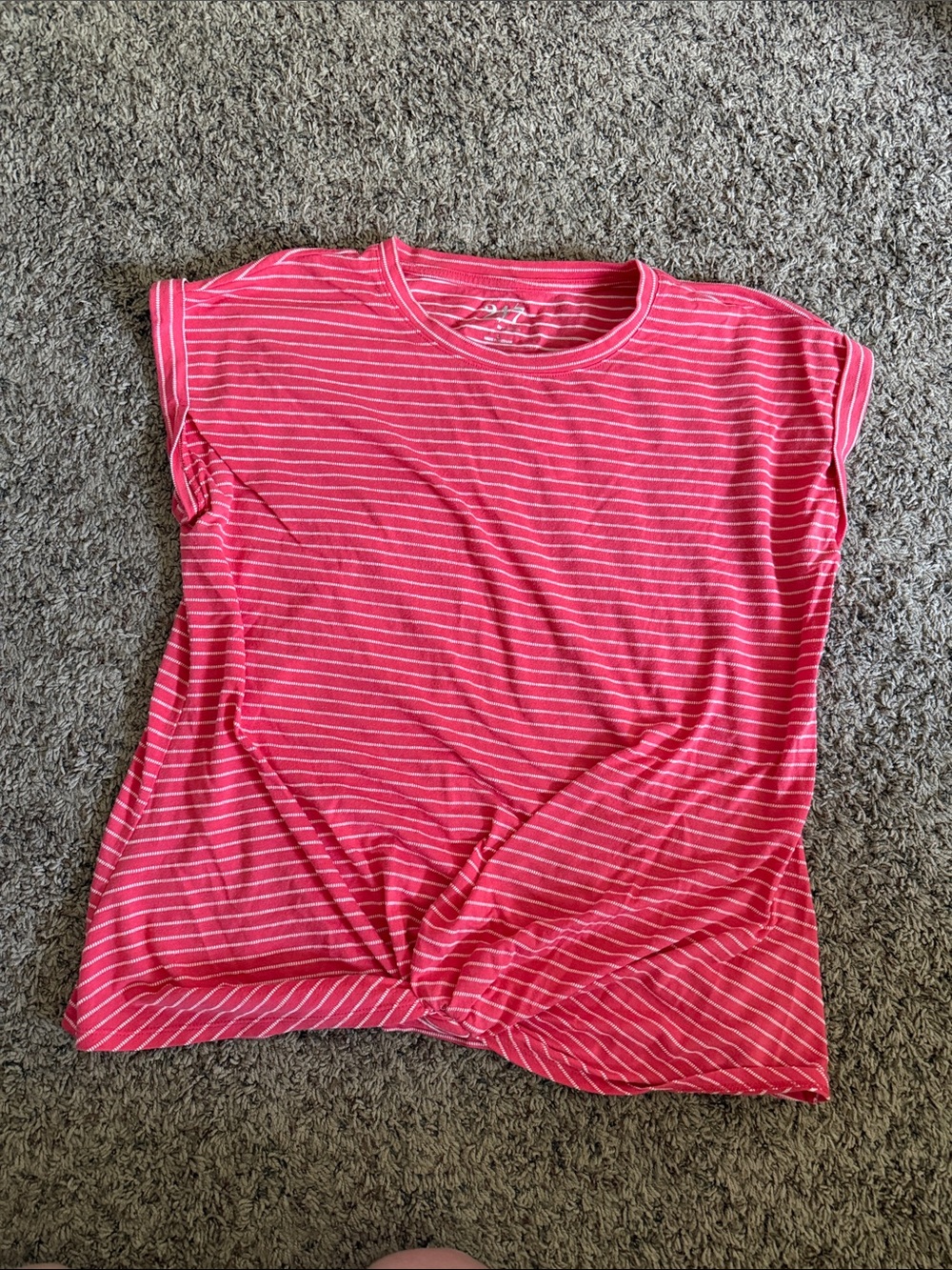 Women’s Pink Striped Short Sleeve Crewneck Tee